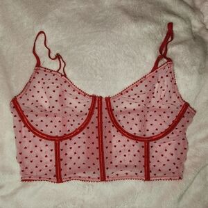 Forever 21 pink mesh bralette with red red heart size medium
